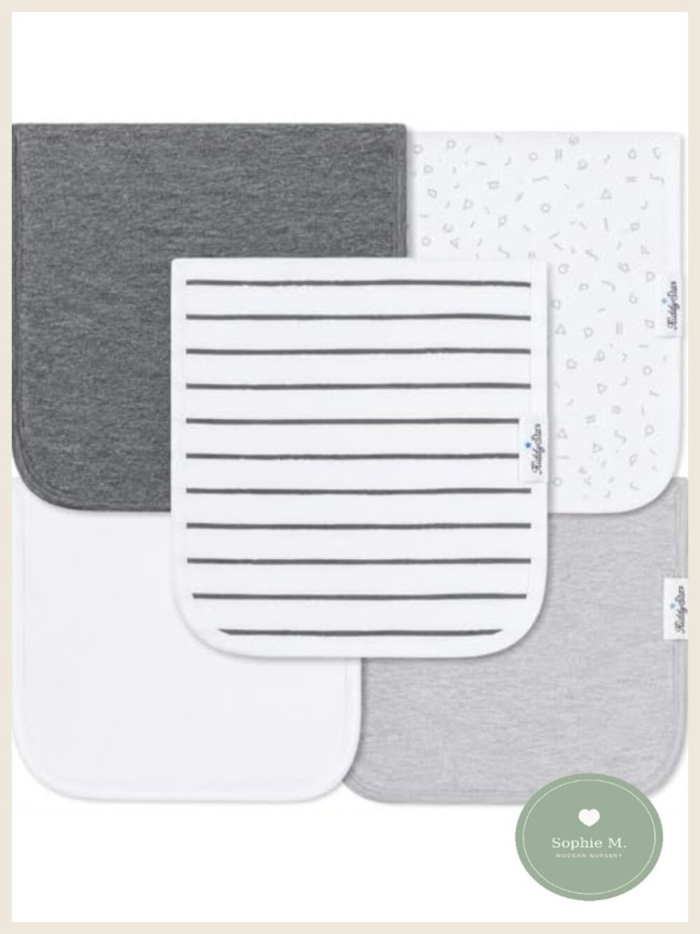 Organic Cotton Burp Cloths 5-Pack Extra Large Absorbent 3-Layer